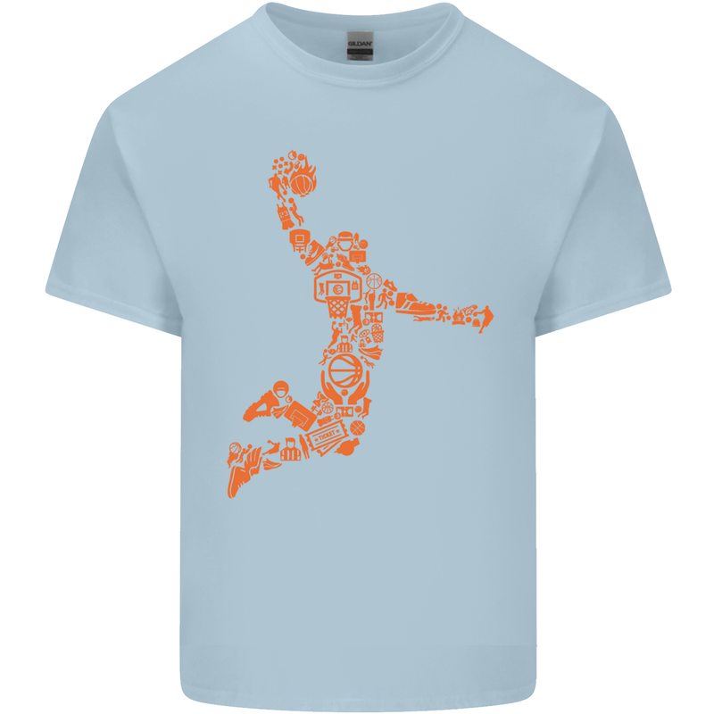 Basketball Word Art Mens Cotton T-Shirt Tee Top Light Blue