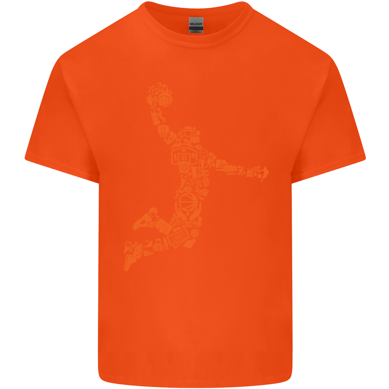 Basketball Word Art Mens Cotton T-Shirt Tee Top Orange