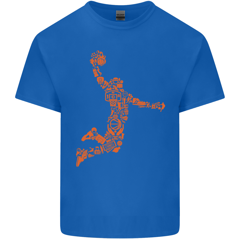 Basketball Word Art Mens Cotton T-Shirt Tee Top Royal Blue