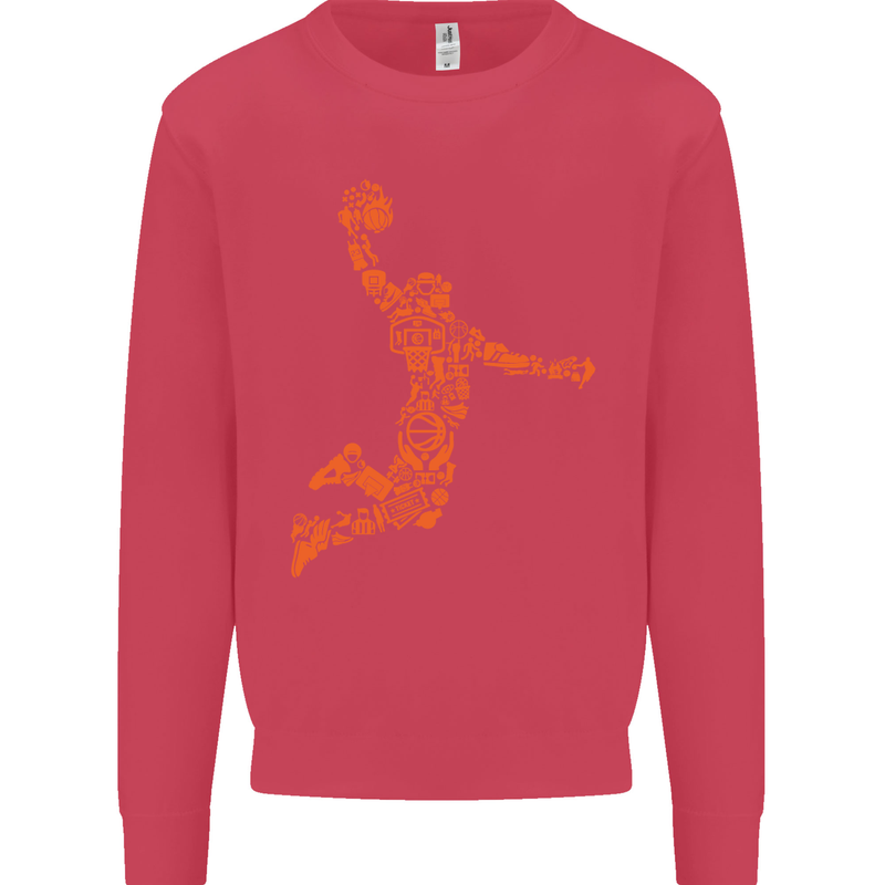 Basketball Word Art Mens Sweatshirt Jumper Heliconia