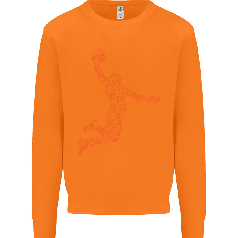 Basketball Word Art Mens Sweatshirt Jumper Orange
