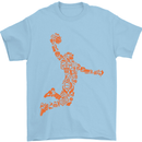 Basketball Word Art Mens T-Shirt Cotton Gildan Light Blue