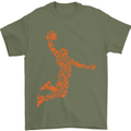 Basketball Word Art Mens T-Shirt Cotton Gildan Military Green