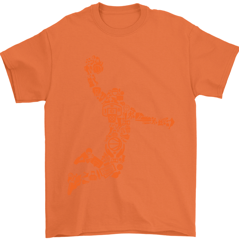 Basketball Word Art Mens T-Shirt Cotton Gildan Orange