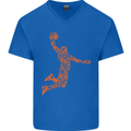 Basketball Word Art Mens V-Neck Cotton T-Shirt Royal Blue