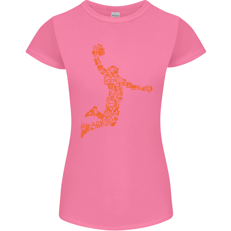 Basketball Word Art Womens Petite Cut T-Shirt Azalea