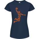 Basketball Word Art Womens Petite Cut T-Shirt Navy Blue