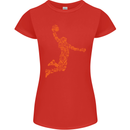 Basketball Word Art Womens Petite Cut T-Shirt Red