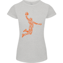Basketball Word Art Womens Petite Cut T-Shirt Sports Grey