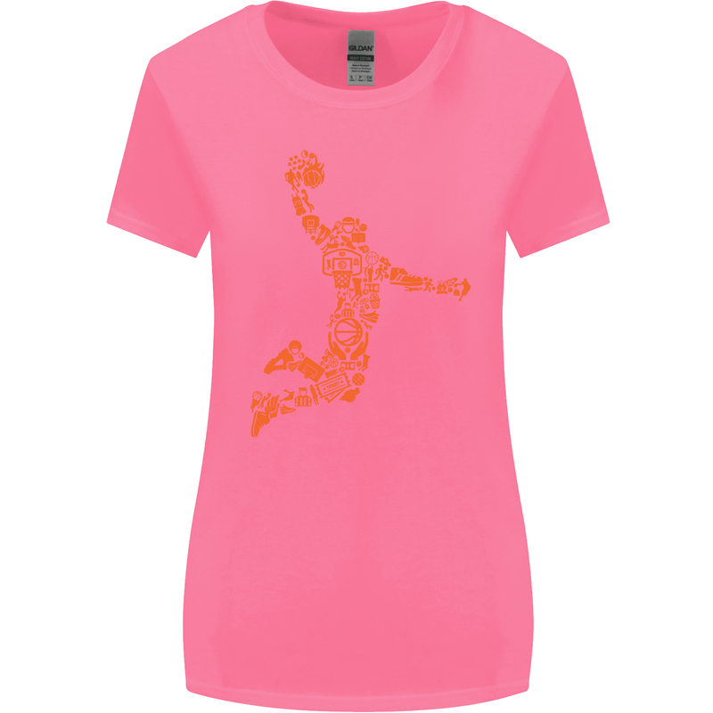 Basketball Word Art Womens Wider Cut T-Shirt Azalea