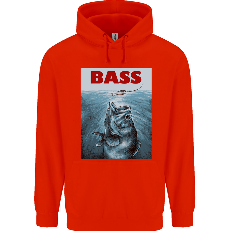 Bass Fishing Parody Fuuny Fisherman Childrens Kids Hoodie Bright Red