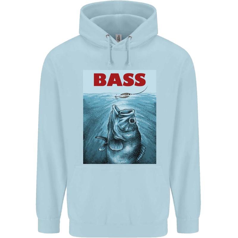 Bass Fishing Parody Fuuny Fisherman Childrens Kids Hoodie Light Blue