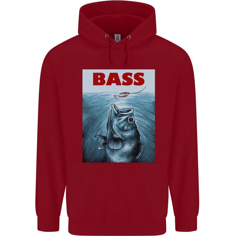Bass Fishing Parody Fuuny Fisherman Childrens Kids Hoodie Red