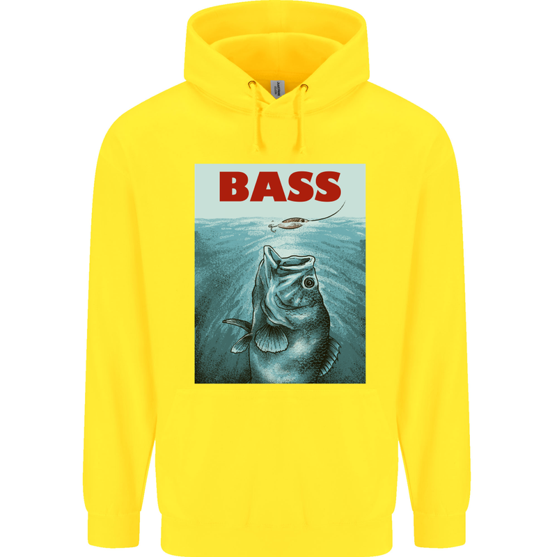 Bass Fishing Parody Fuuny Fisherman Childrens Kids Hoodie Yellow