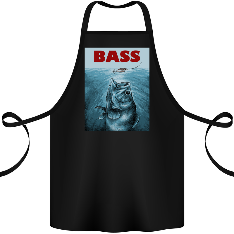 Bass Fishing Parody Fuuny Fisherman Cotton Apron 100% Organic Black