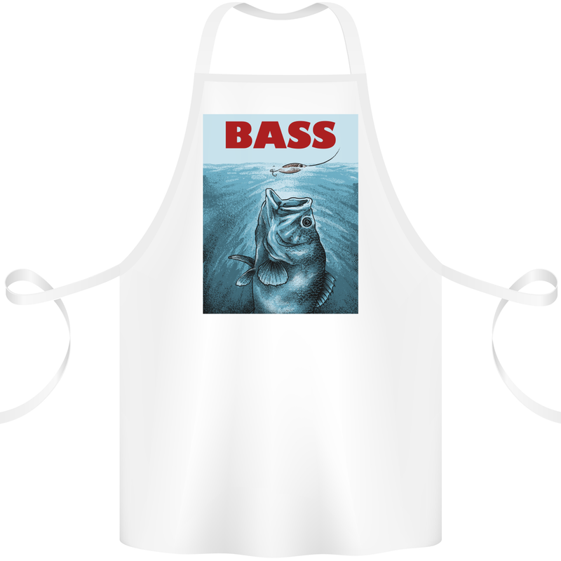 Bass Fishing Parody Fuuny Fisherman Cotton Apron 100% Organic White