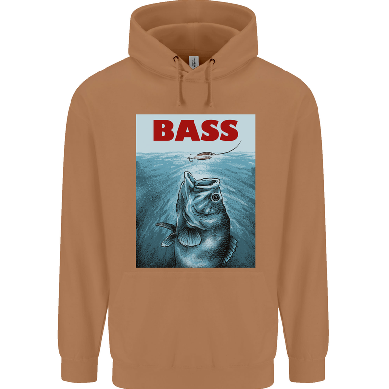 Bass Fishing Parody Fuuny Fisherman Mens 80% Cotton Hoodie Caramel Latte