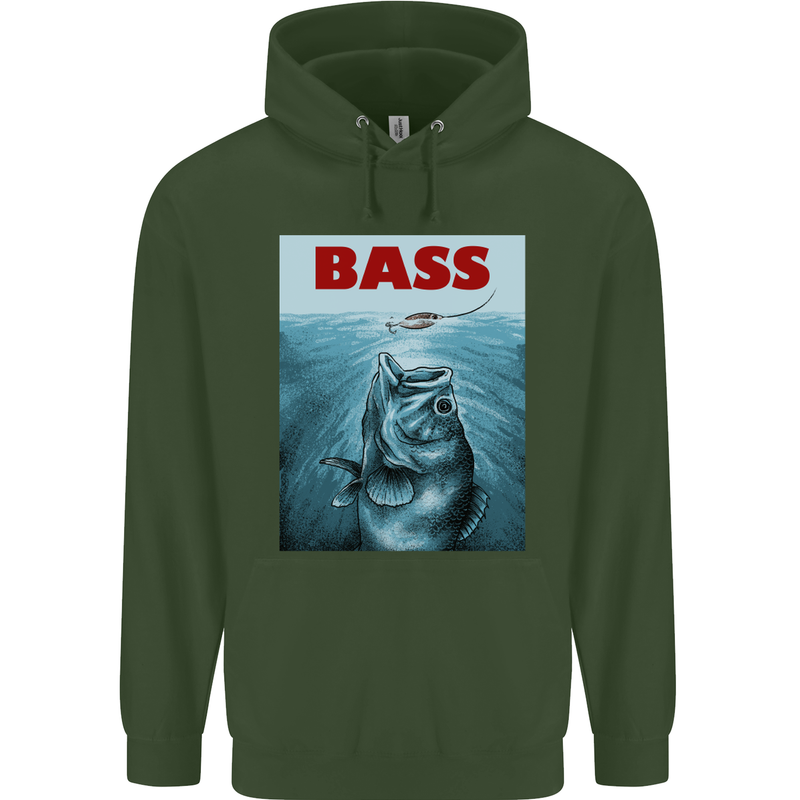 Bass Fishing Parody Fuuny Fisherman Mens 80% Cotton Hoodie Forest Green