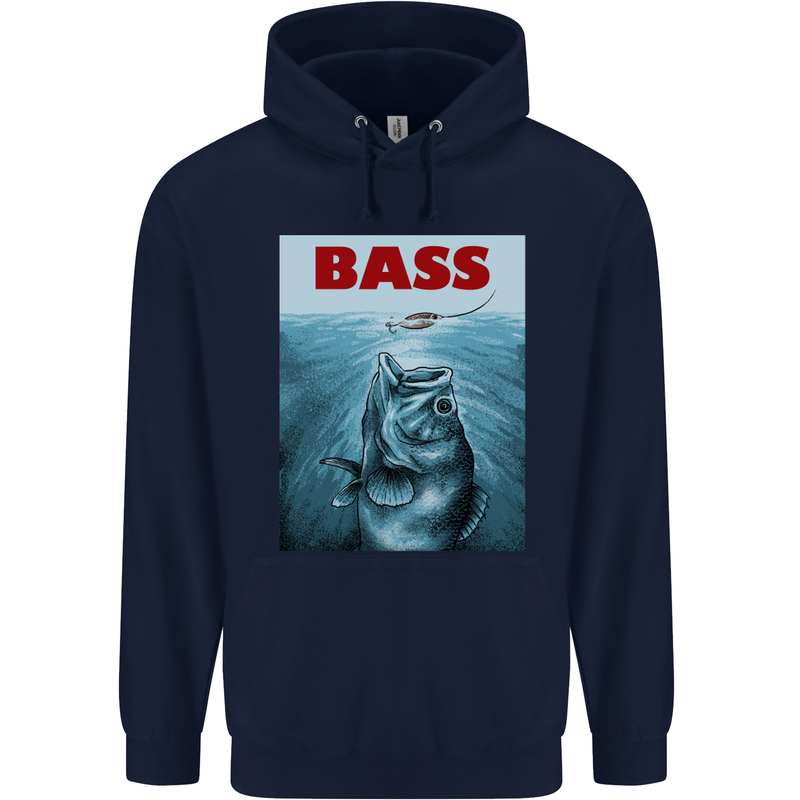 Bass Fishing Parody Fuuny Fisherman Mens 80% Cotton Hoodie Navy Blue