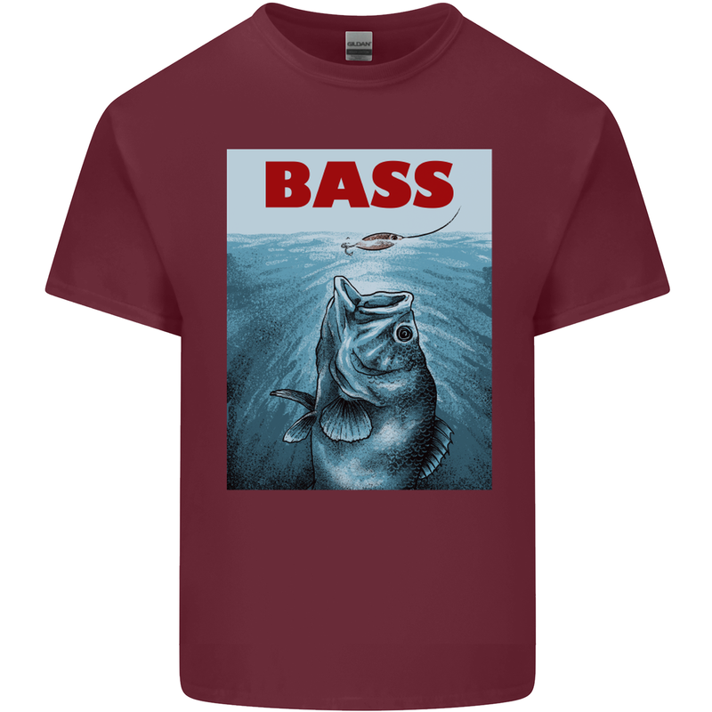 Bass Fishing Parody Fuuny Fisherman Mens Cotton T-Shirt Tee Top Maroon