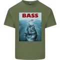 Bass Fishing Parody Fuuny Fisherman Mens Cotton T-Shirt Tee Top Military Green