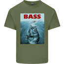 Bass Fishing Parody Fuuny Fisherman Mens Cotton T-Shirt Tee Top Military Green