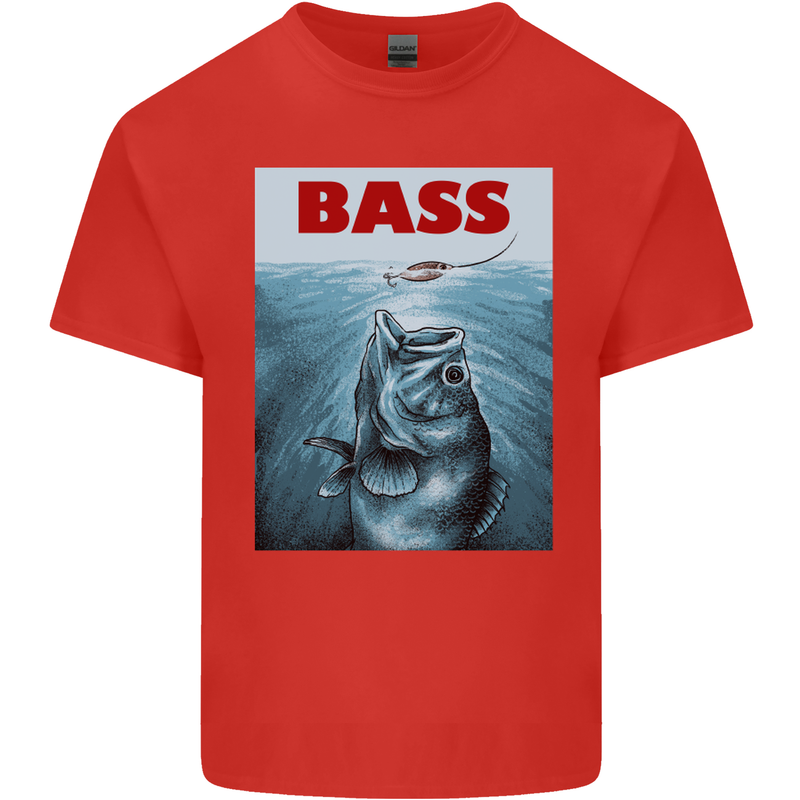 Bass Fishing Parody Fuuny Fisherman Mens Cotton T-Shirt Tee Top Red