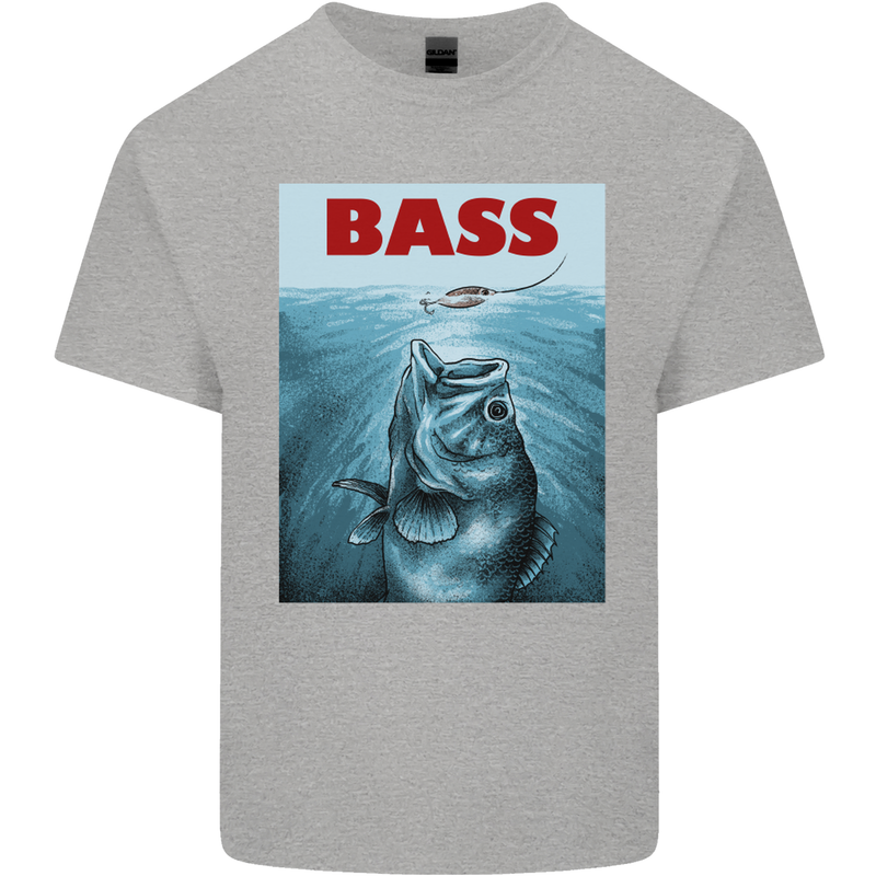 Bass Fishing Parody Fuuny Fisherman Mens Cotton T-Shirt Tee Top Sports Grey
