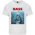 Bass Fishing Parody Fuuny Fisherman Mens Cotton T-Shirt Tee Top White