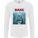 Bass Fishing Parody Fuuny Fisherman Mens Long Sleeve T-Shirt White
