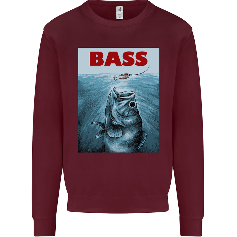 Bass Fishing Parody Fuuny Fisherman Mens Sweatshirt Jumper Maroon