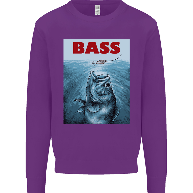 Bass Fishing Parody Fuuny Fisherman Mens Sweatshirt Jumper Purple