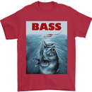 Bass Fishing Parody Fuuny Fisherman Mens T-Shirt Cotton Gildan Red