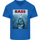Bass Fishing Parody Fuuny Fisherman Mens V-Neck Cotton T-Shirt Royal Blue