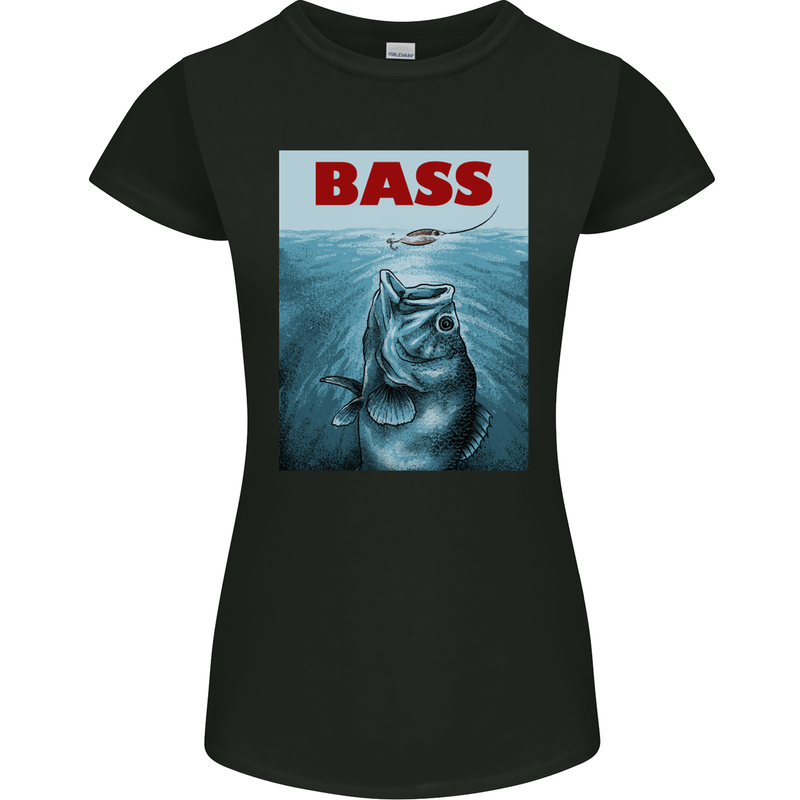 Bass Fishing Parody Fuuny Fisherman Womens Petite Cut T-Shirt Black