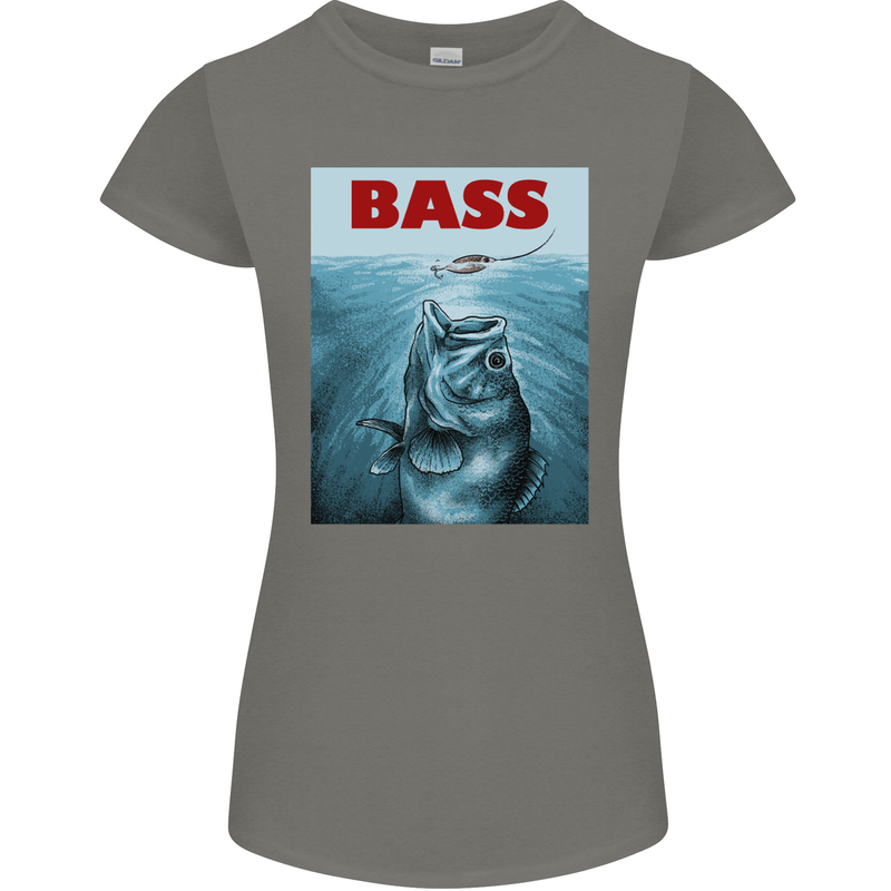 Bass Fishing Parody Fuuny Fisherman Womens Petite Cut T-Shirt Charcoal