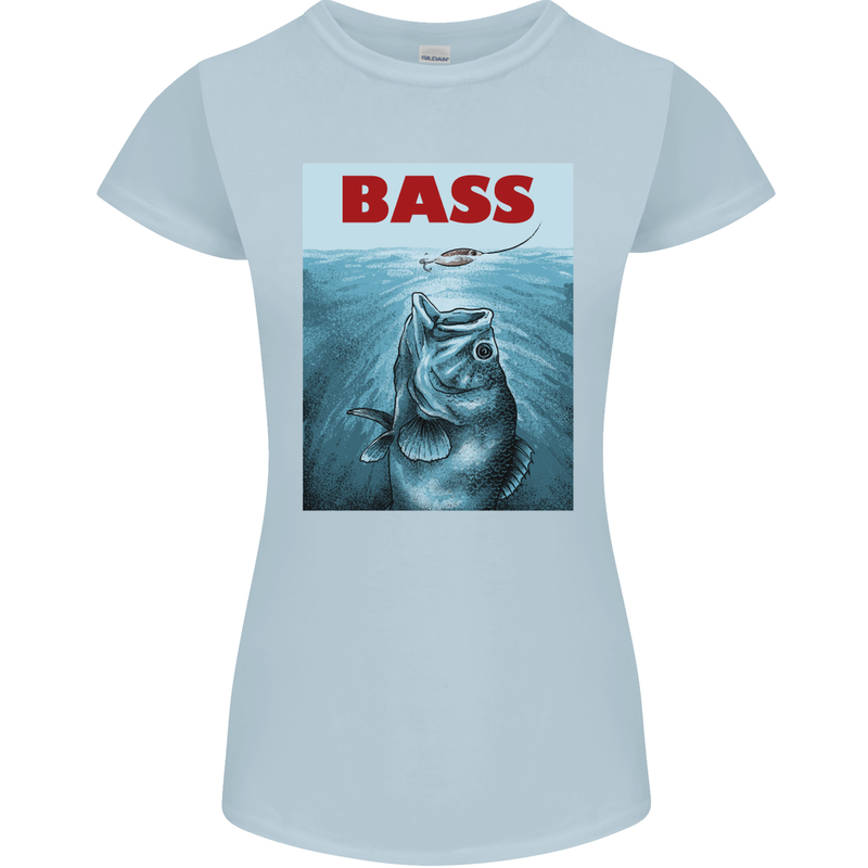 Bass Fishing Parody Fuuny Fisherman Womens Petite Cut T-Shirt Light Blue