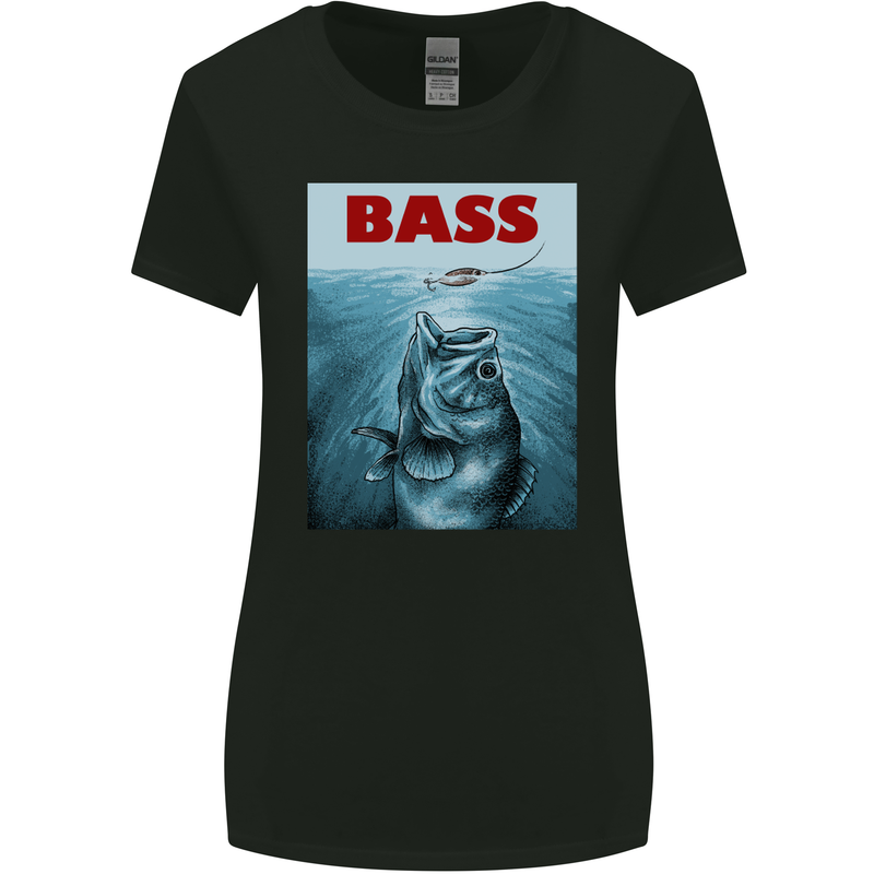 Bass Fishing Parody Fuuny Fisherman Womens Wider Cut T-Shirt Black
