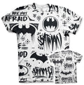 Batman icon allover men's t-shirt multi coloured black and white DC film superhero