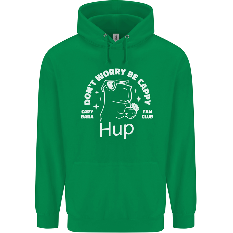 Be Cappy Funny Capybara Childrens Kids Hoodie Irish Green