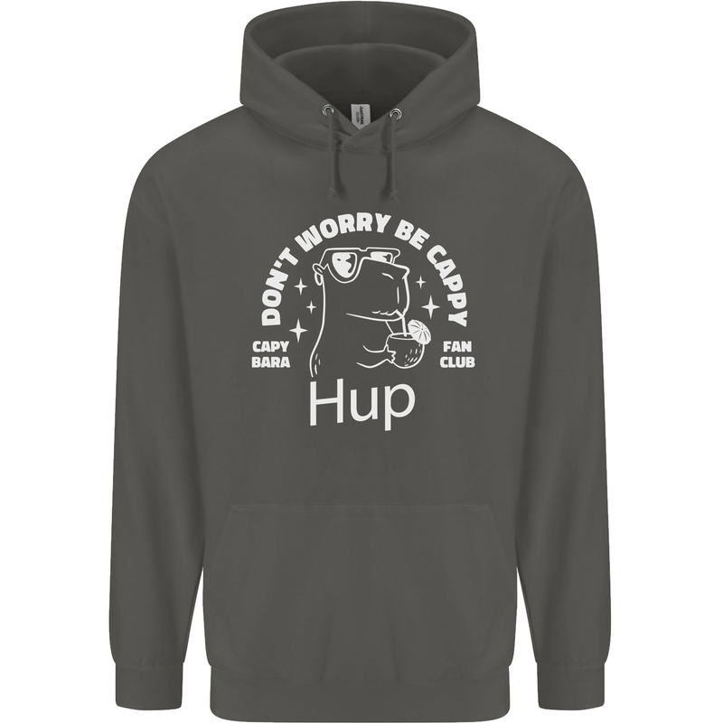 Be Cappy Funny Capybara Childrens Kids Hoodie Storm Grey