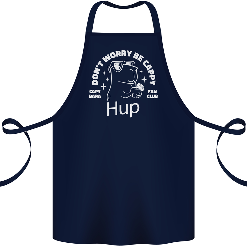 Be Cappy Funny Capybara Cotton Apron 100% Organic Navy Blue