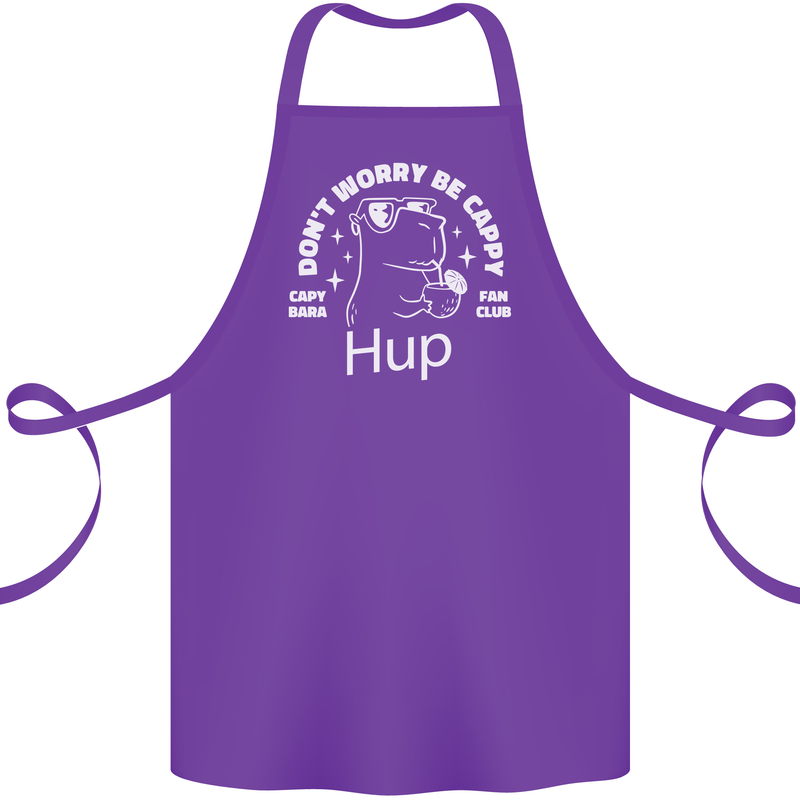 Be Cappy Funny Capybara Cotton Apron 100% Organic Purple