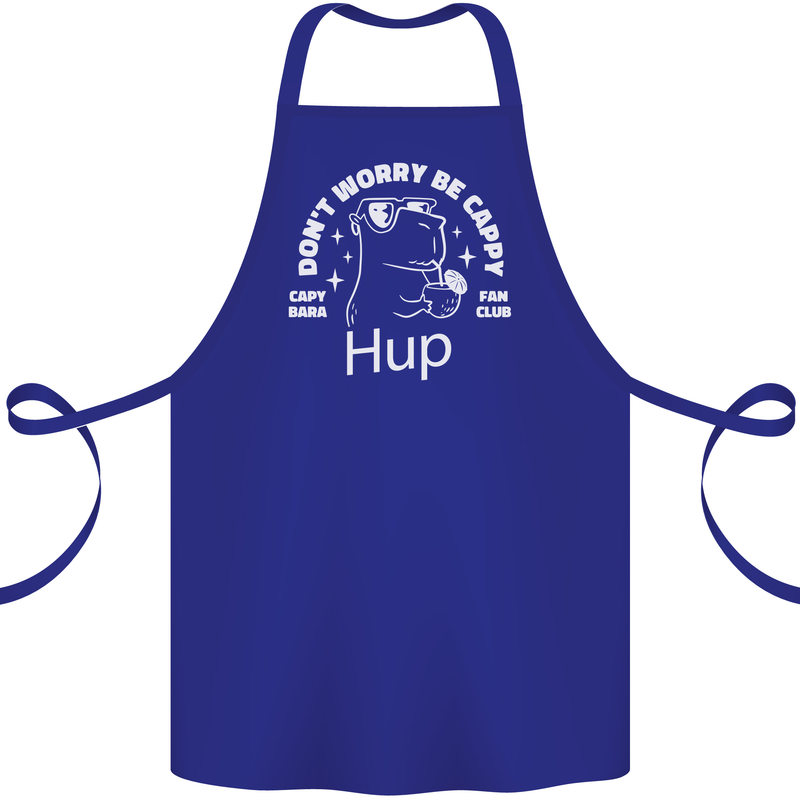 Be Cappy Funny Capybara Cotton Apron 100% Organic Royal Blue