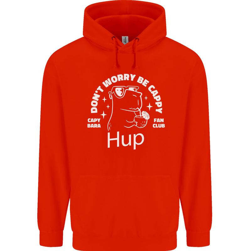 Be Cappy Funny Capybara Mens 80% Cotton Hoodie Bright Red