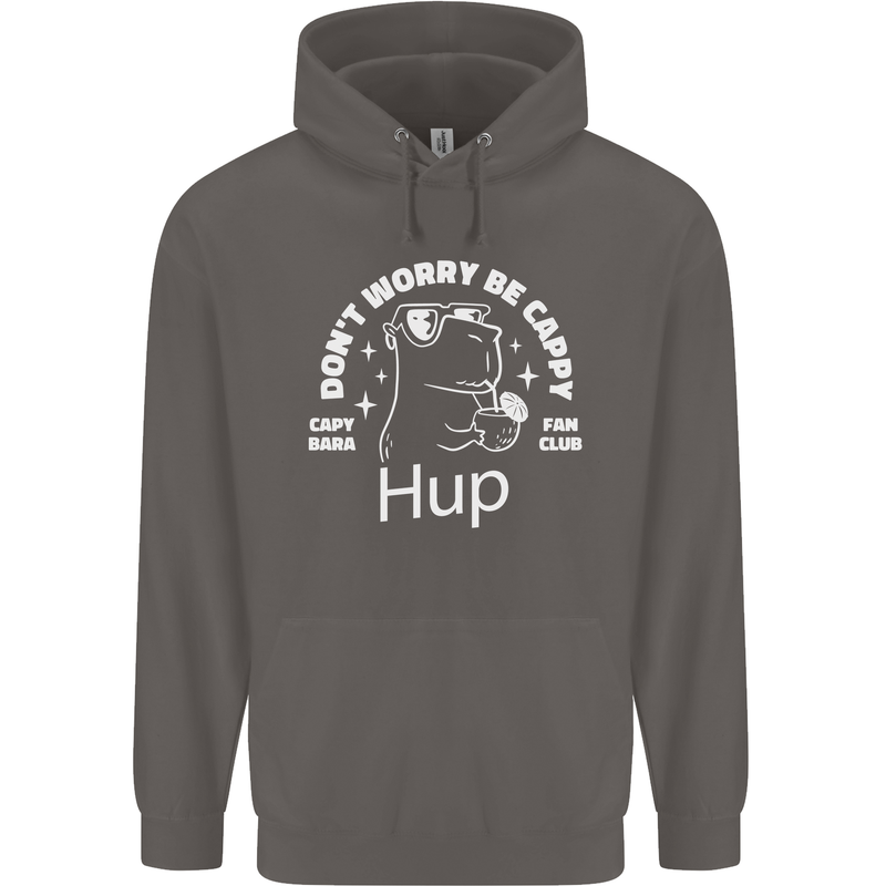 Be Cappy Funny Capybara Mens 80% Cotton Hoodie Charcoal