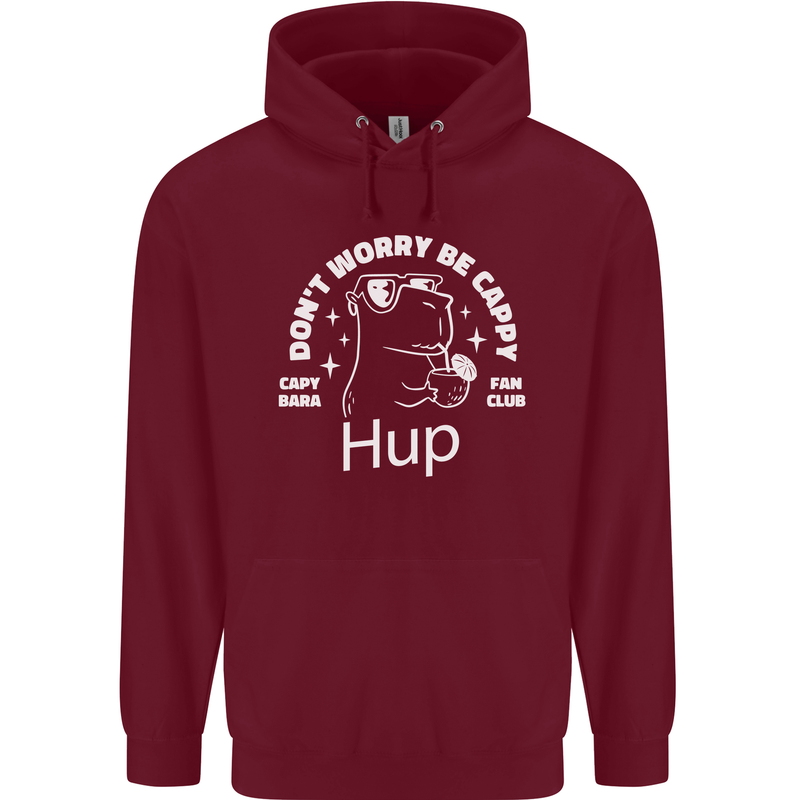 Be Cappy Funny Capybara Mens 80% Cotton Hoodie Maroon