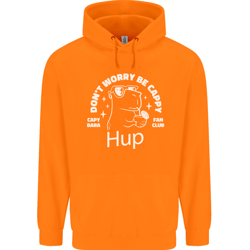 Be Cappy Funny Capybara Mens 80% Cotton Hoodie Orange
