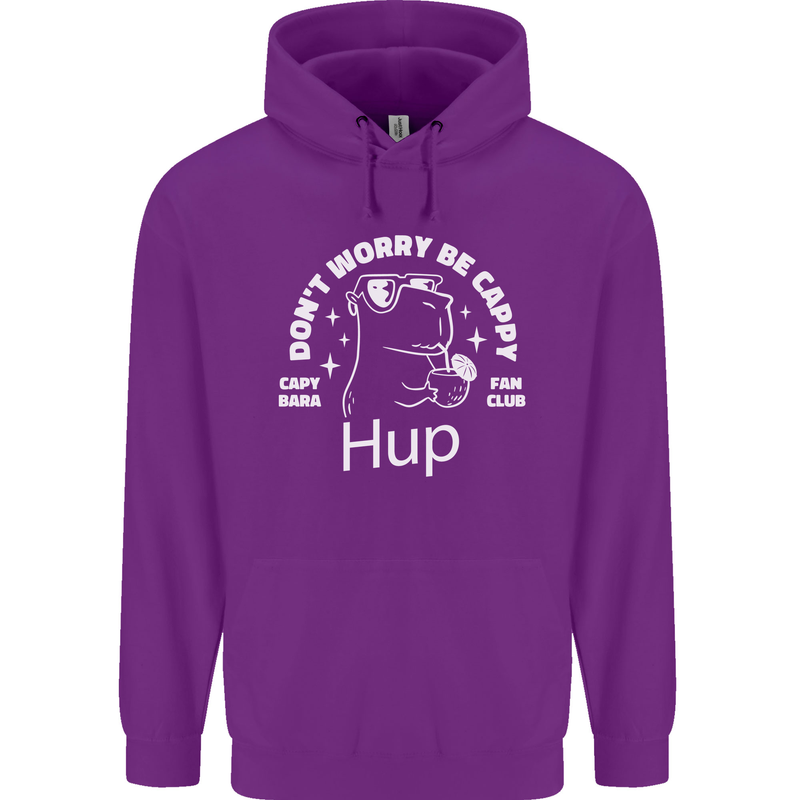 Be Cappy Funny Capybara Mens 80% Cotton Hoodie Purple