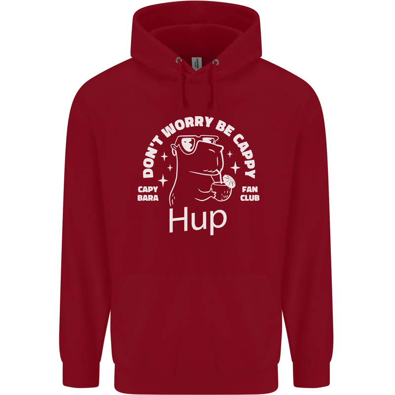 Be Cappy Funny Capybara Mens 80% Cotton Hoodie Red